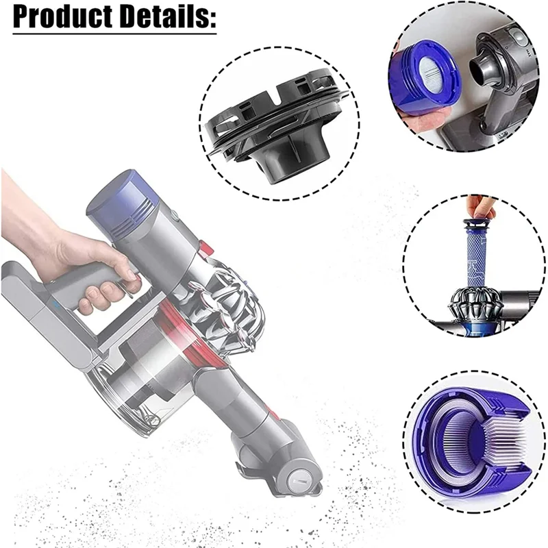 Rear Engine Cover + Filter + Pre-Filter Set Replacement for V7 V8 Vacuum Cleaner Vacuum Cleaner Accessories