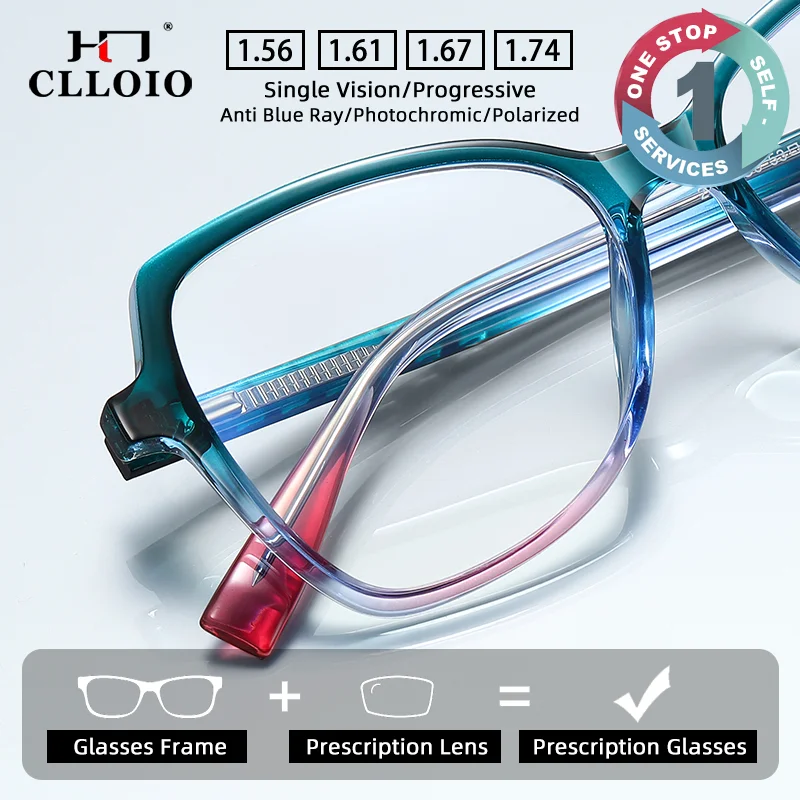 

CLLOIO Fashion Butterfly Gradient Large Frame Prescription Glasses Women Anti-Blue Light Reading Glasses Progressive Eyegalsses