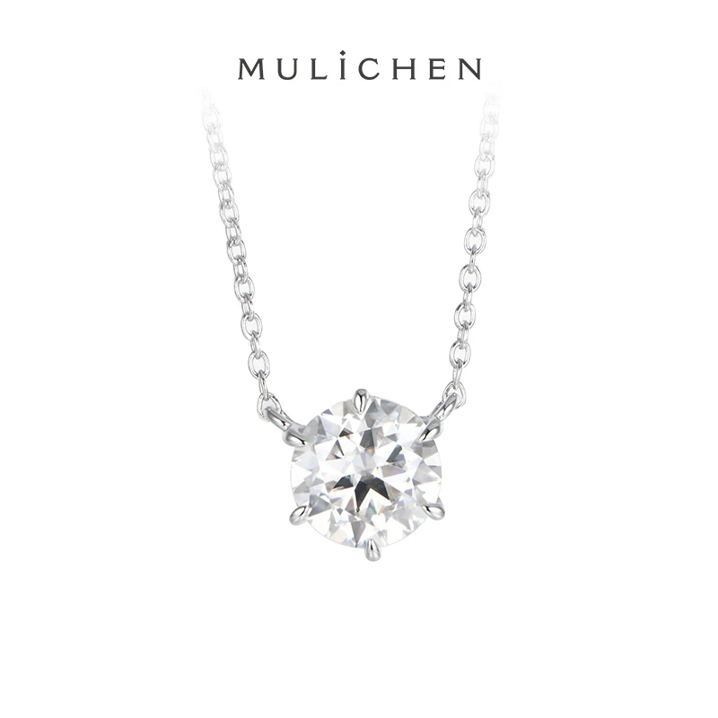 MULICHEN D Color 2ct Moissanite Diamond Pendant Necklace For Women 925 Sterling Silver 18K Gold Plated  Anniversary Gifts