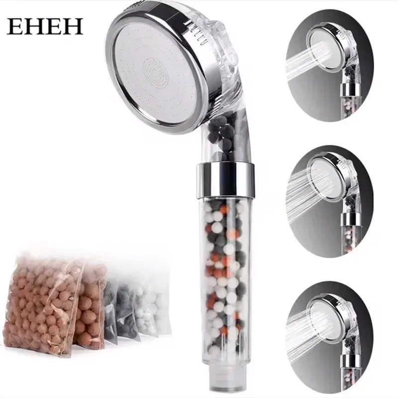 EHEH New Arrival 3 Modes SPA Shower Head High Pressure Saving Water Shower Nozzle Premium Bathroom Water Filter 4 Types