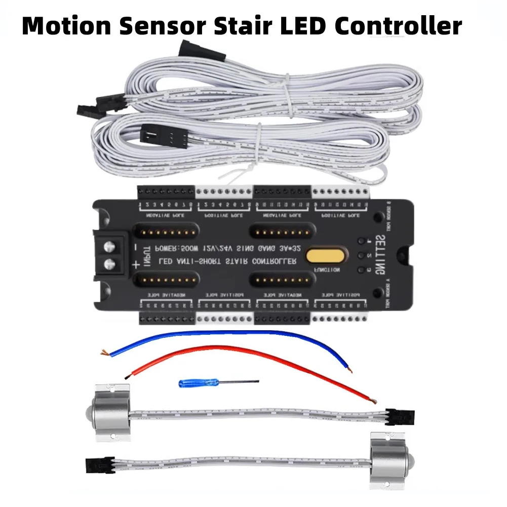 Stair Light Controller Kit Stairway Lighting 32 Channels For Stairs Flexible Strip Automatic DC 12V 24V LED Motion Sensor