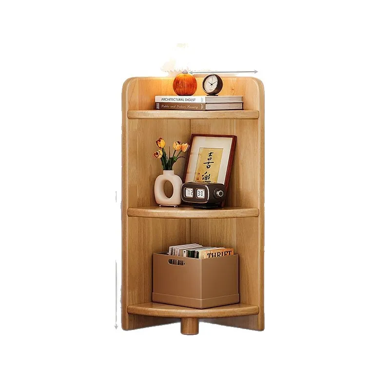 

Solid wood corner cabinet corner rack against the wall triangular narrow cabinet household storage locker fan corner bookshelf