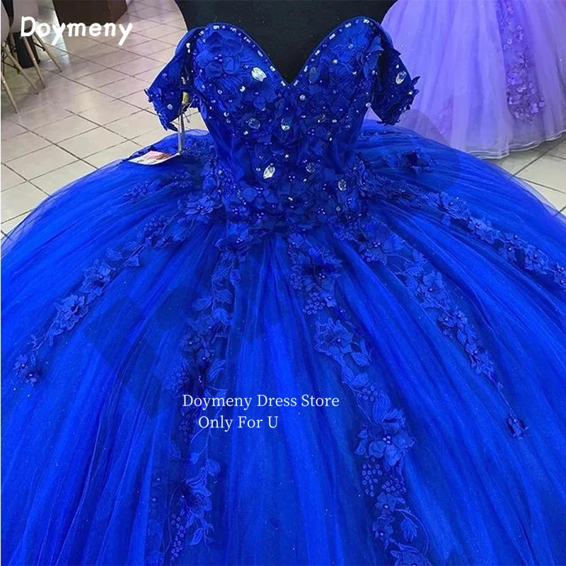 Doymeny-Vestidos de quinceañera con apliques de flores en 3D, Vestidos de lujo con cuentas de cristal, fiesta de cumpleaños de princesa coreana, corsé de 15 años