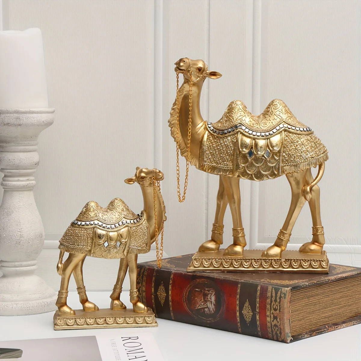Light Luxury Art Camel Statue Indoor Decorative Item for Christmas Halloween Hanukkah Thanksgiving Valentine'S Day Resin Process