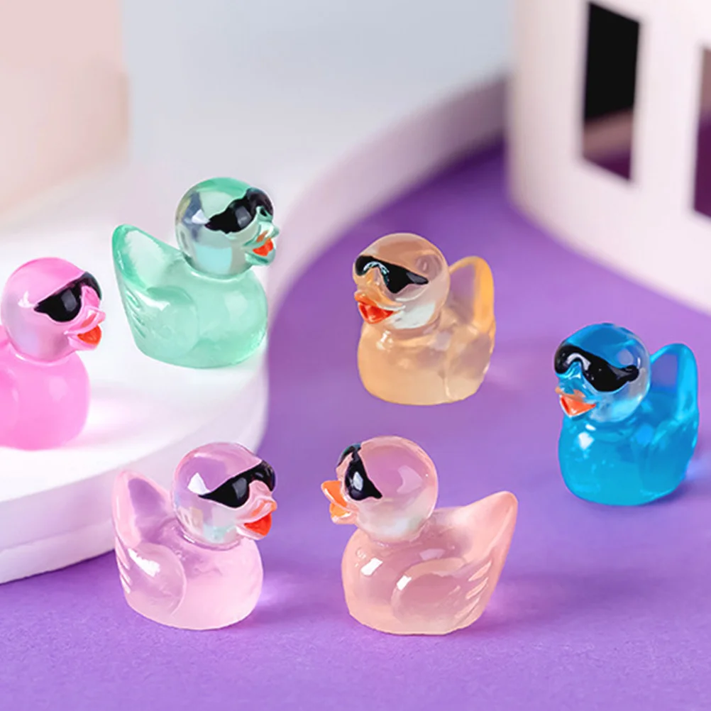 

36Pcs Glow in Dark Mini Resin Duck Micro Landscape Garden Decorative Yard Desktop Ornament Small Glow Night Duck Statue