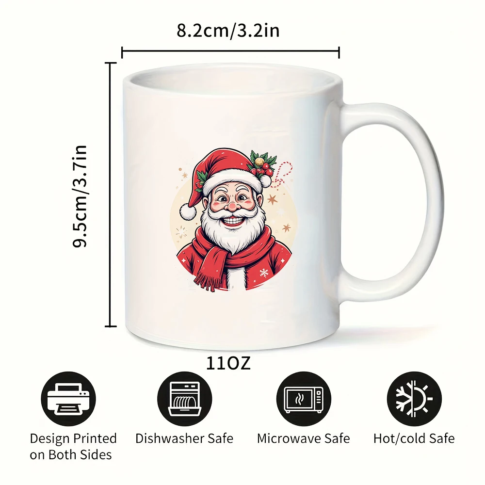 11オンスカップ + サンタクロースの漫画柄 + クリスマスギフト - 子供用水筒 家族 オフィス クリエイティブコーヒーカップ
