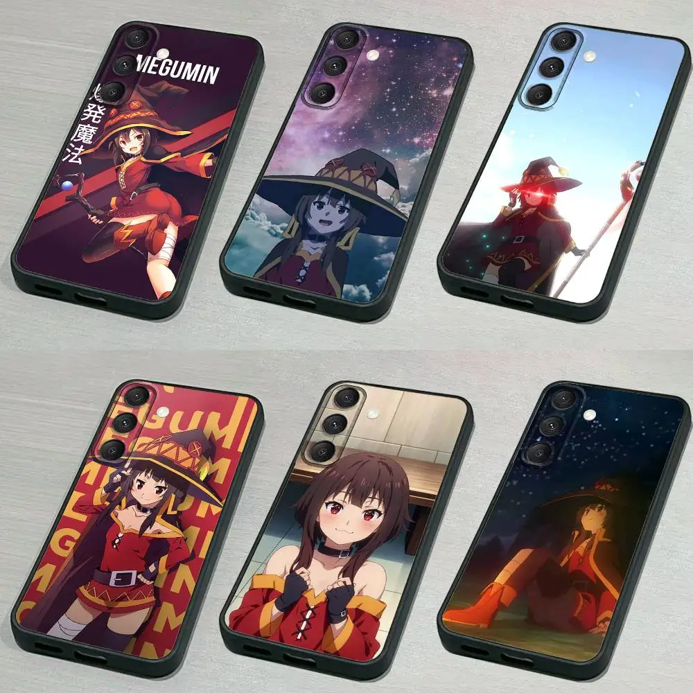 M-Megumin K-KonoSuba Funda de teléfono para Samsung S 25,24,23,22,30,21,10,9,Ultra,Plus,Lite,FE,4,5G Funda blanda negra