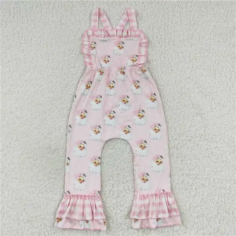 

Wholesale Girls Summer Christmas Suspender Long Sleeve Jumpsuit Flared Pants Pattern Print Bright Colors