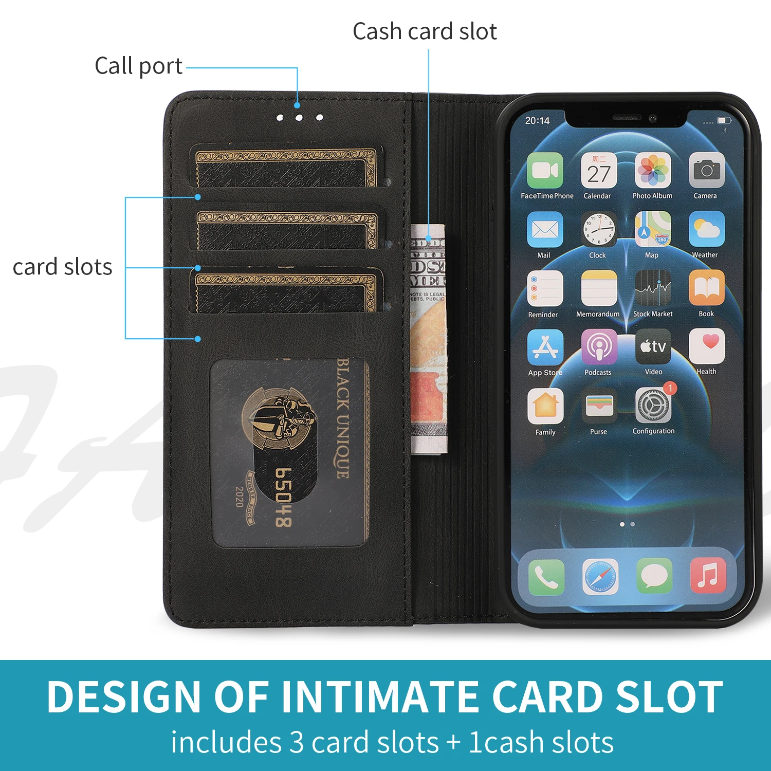 Funda de teléfono de cuero con tapa magnética para iPhone 14 13 Mini 12 11 15 Pro Max, funda para móvil 7 8 Plus SE 2022, funda tipo billetera con soporte