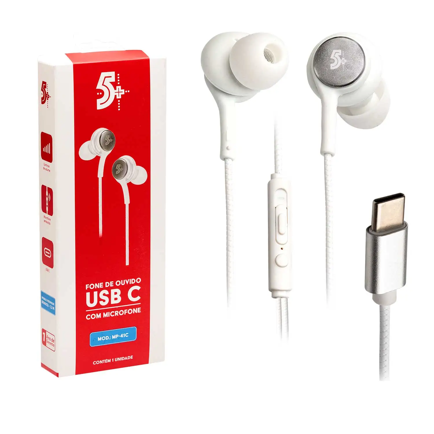 Type C Earphone With Microphone For White Smartphone