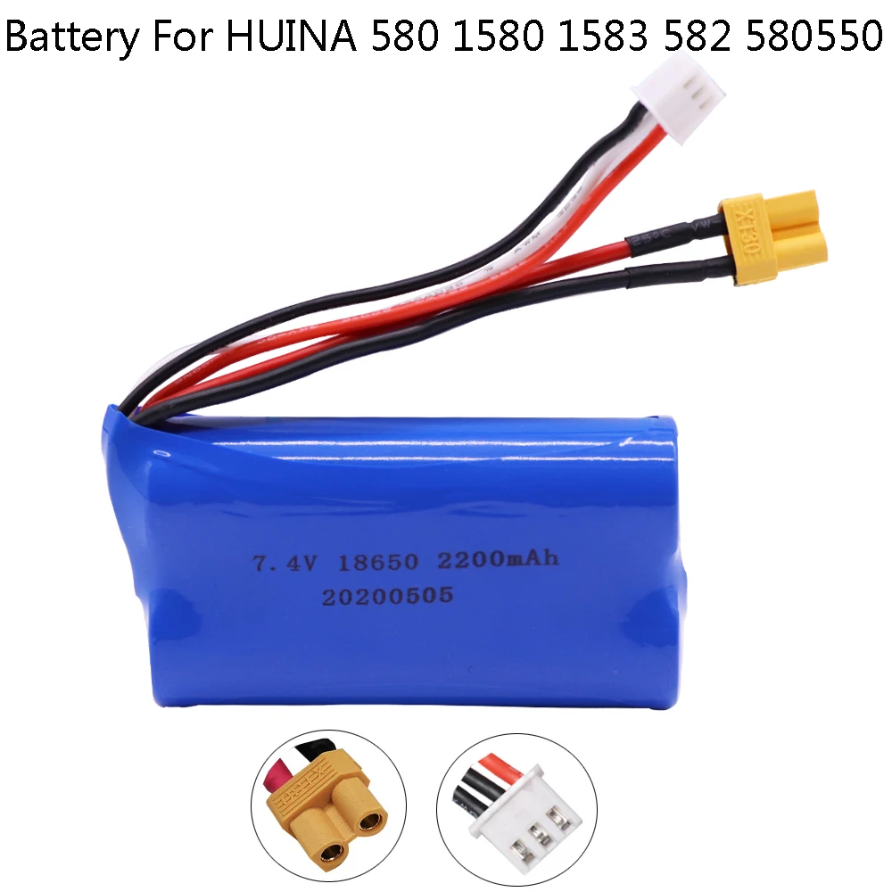 7.4V 2200mAh Lipo Battery XT30 plug For HUINA 580 1580 1583 RC toys Accessory 7.4 V 2S battery For 1580-005 Huina 580550 583 582