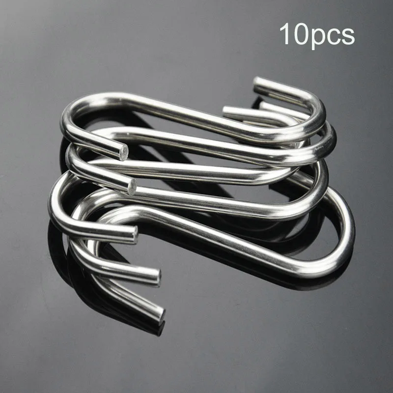 10pcs S-shaped Hook Multi-purpose Stainless Steel Strong Load-bearing Hanging Organizer For Kitchen Bathroom Hanger