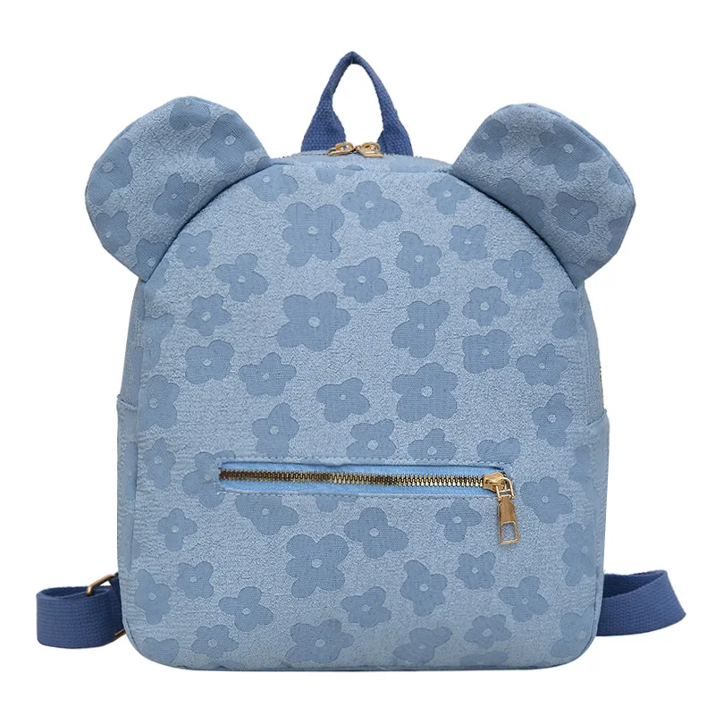 Mochila casual de pano Oxford para mulheres, bolsa com nome personalizado, orelhas grandes, aparência de flor, nova, 2024