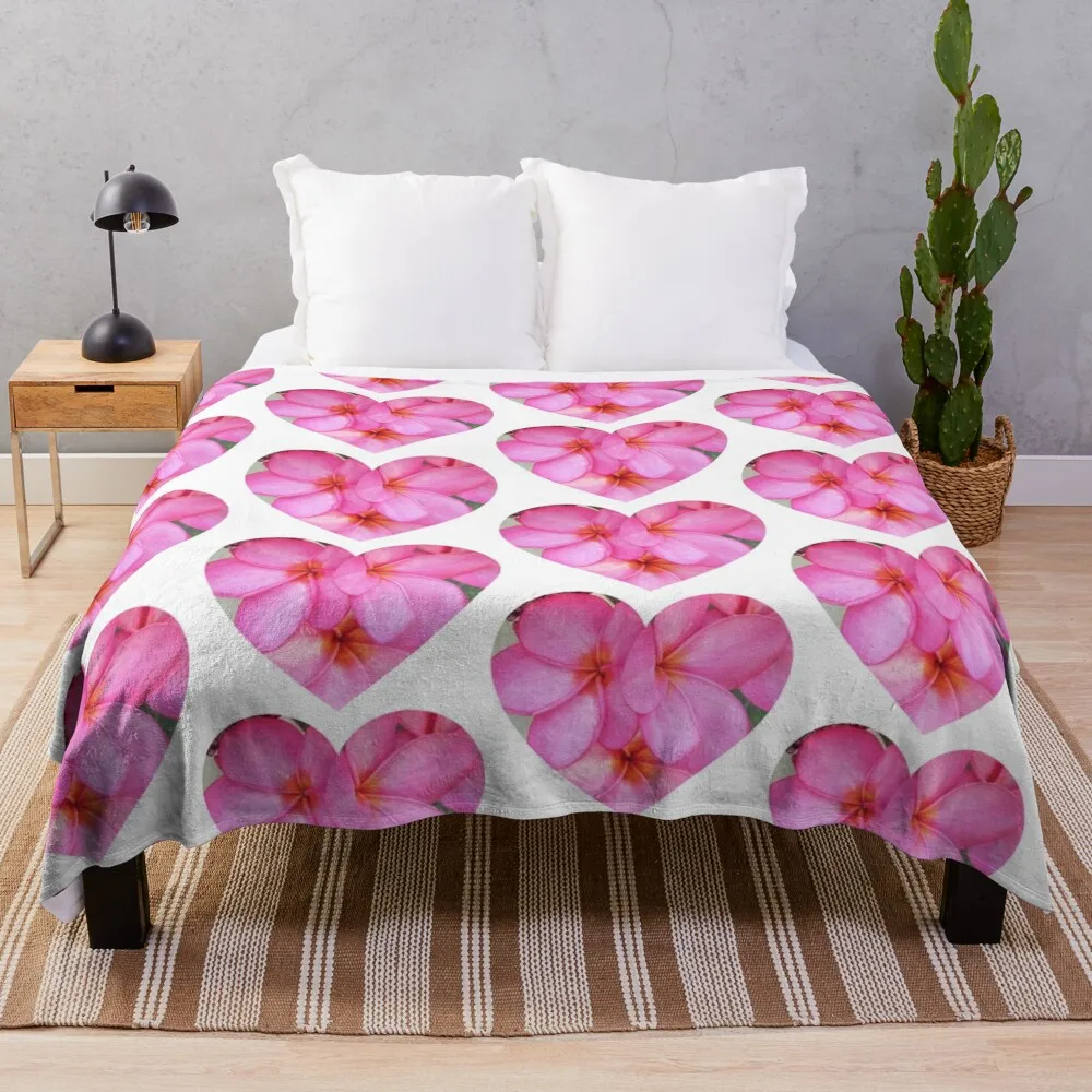 

Pink frangipani flowers Throw Blanket Plush Decoratives blankets and throws Thin Blankets