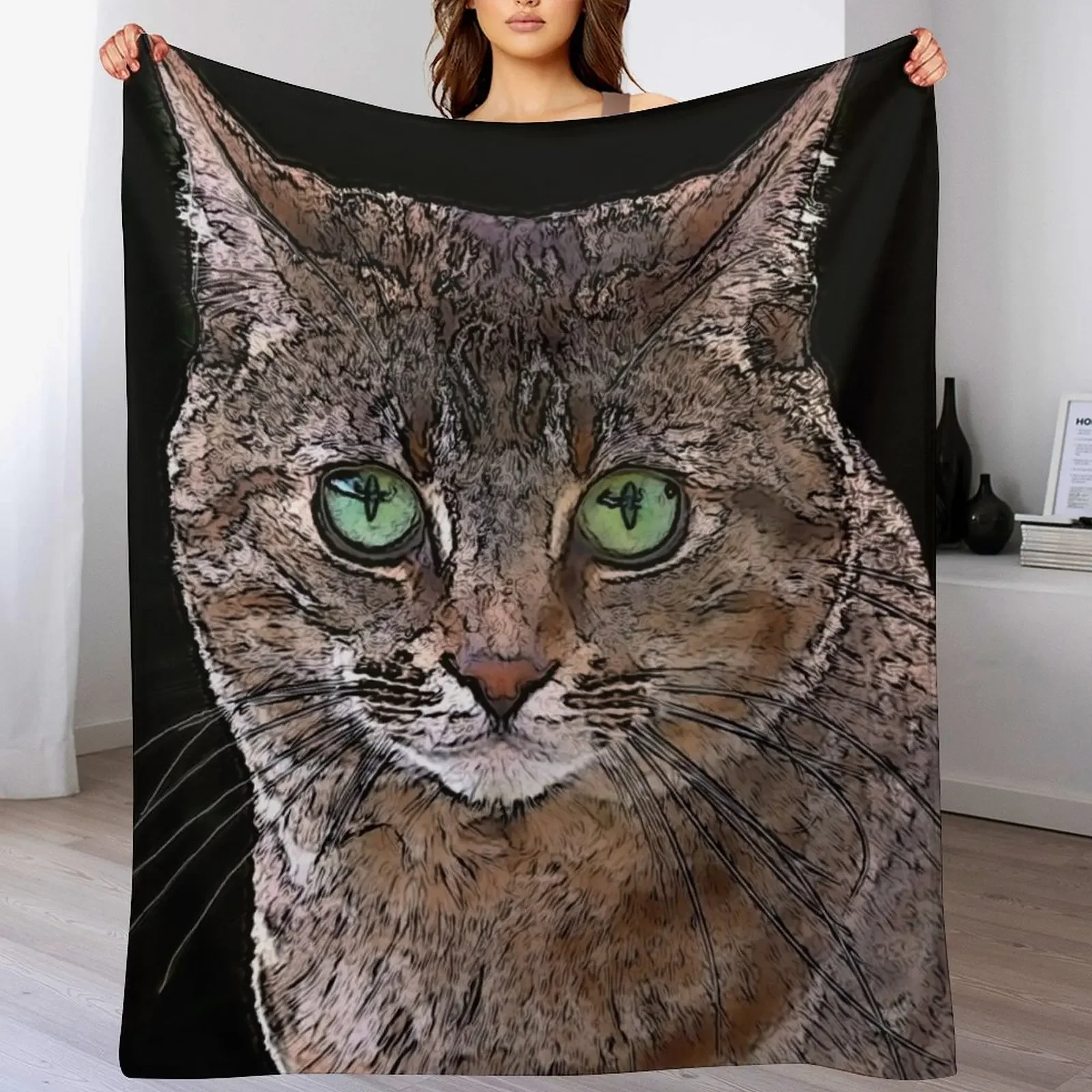 Cat focus! Throw Blanket All Weather Soft Throw Blanket for Sofa