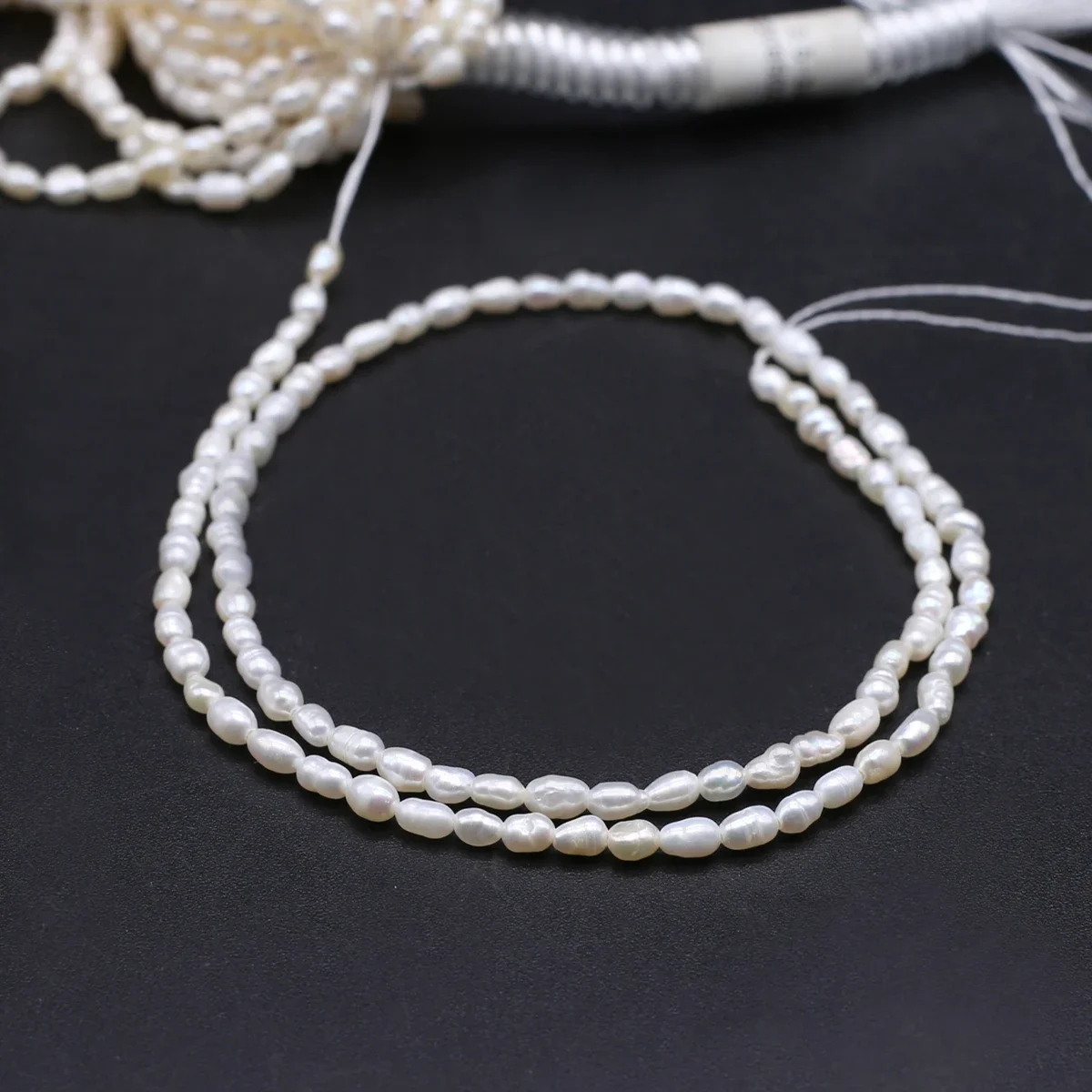 Natural Freshwater Pearl Beaded 2-2.5mm Cold Rice shape Punch Loose Beads for Make Jewelry DIY Bracelet Necklace Accessories