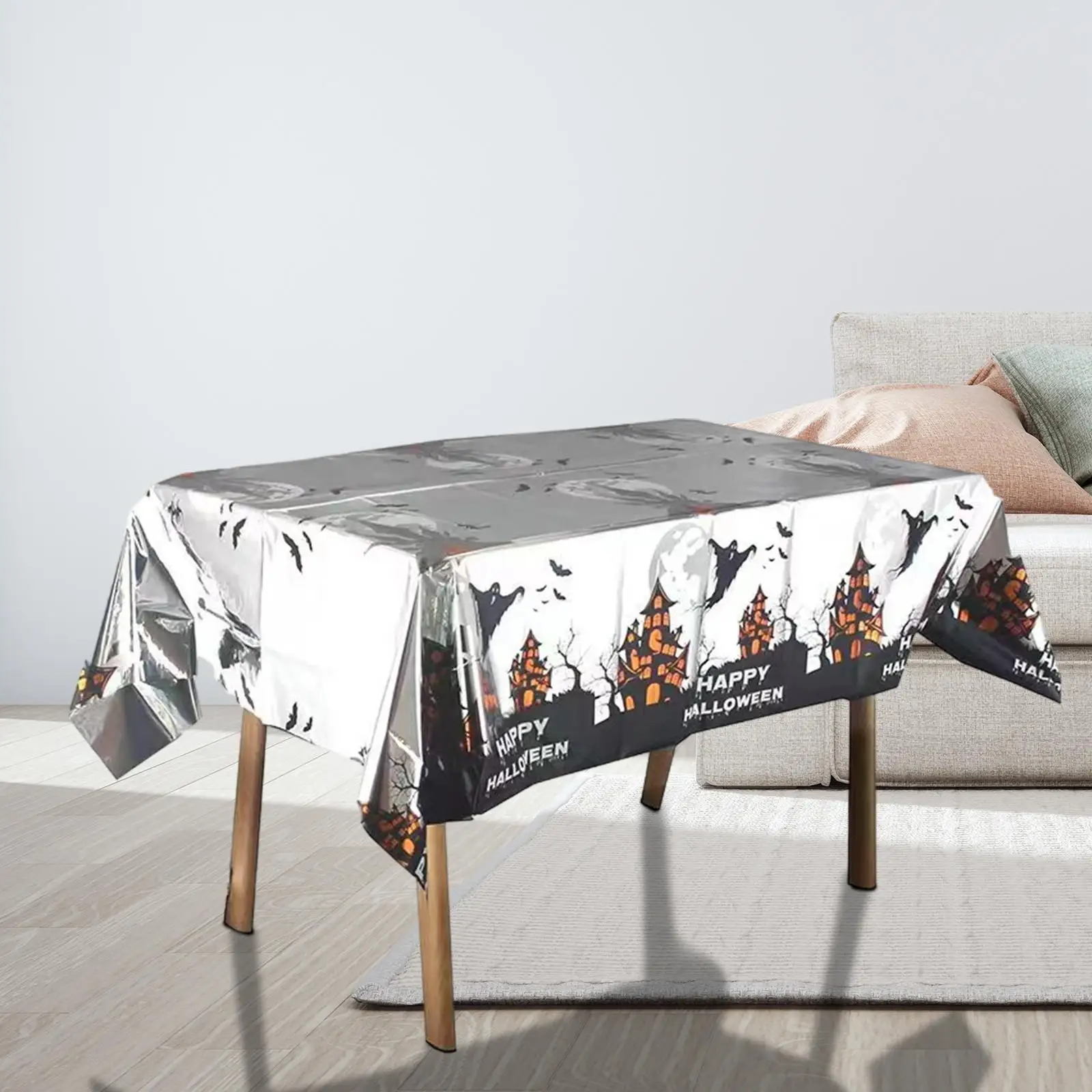 Halloween Tablecloth Castle Pattern Halloween Decoration for Outdoor Indoor