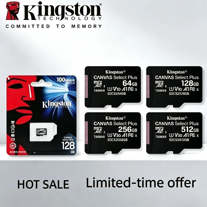 Kingston Micro SD TF Card 256GB 512GB Flash Memory Card A1 V10 Original Storage Micro SD Cards for Phone/Tablet/Switch