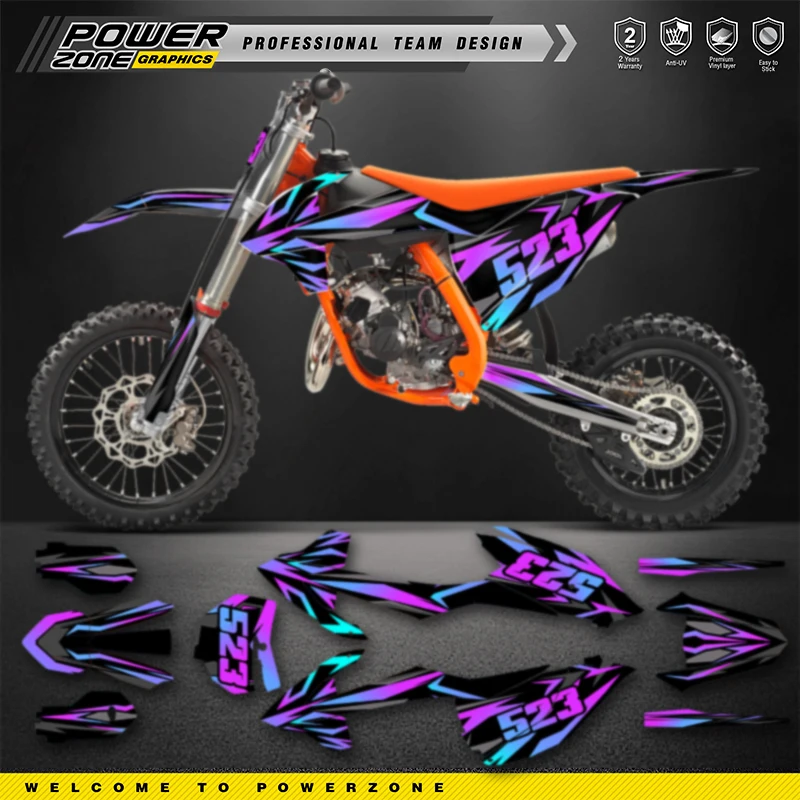 PowerZone Custom Team Graphics Backgrounds Decals For 3M Stickers Kit For KTM SX85 85 2018 2019 2020 85cc Number Name Costom 22