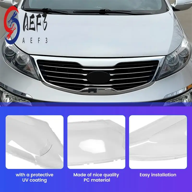 

AEF3-Car Head Light Lamp Lens For Kia Sportage R 2009-2012 Headlight Cover Car Replacement Auto Shell