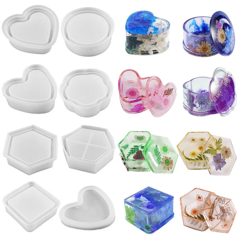 1 pz barattolo di candela fai da te stampo in resina scatola di immagazzinaggio geometrica rotondo quadrato fiore di pesco contenitore per gioielli strumento artigianale da giardino domestico