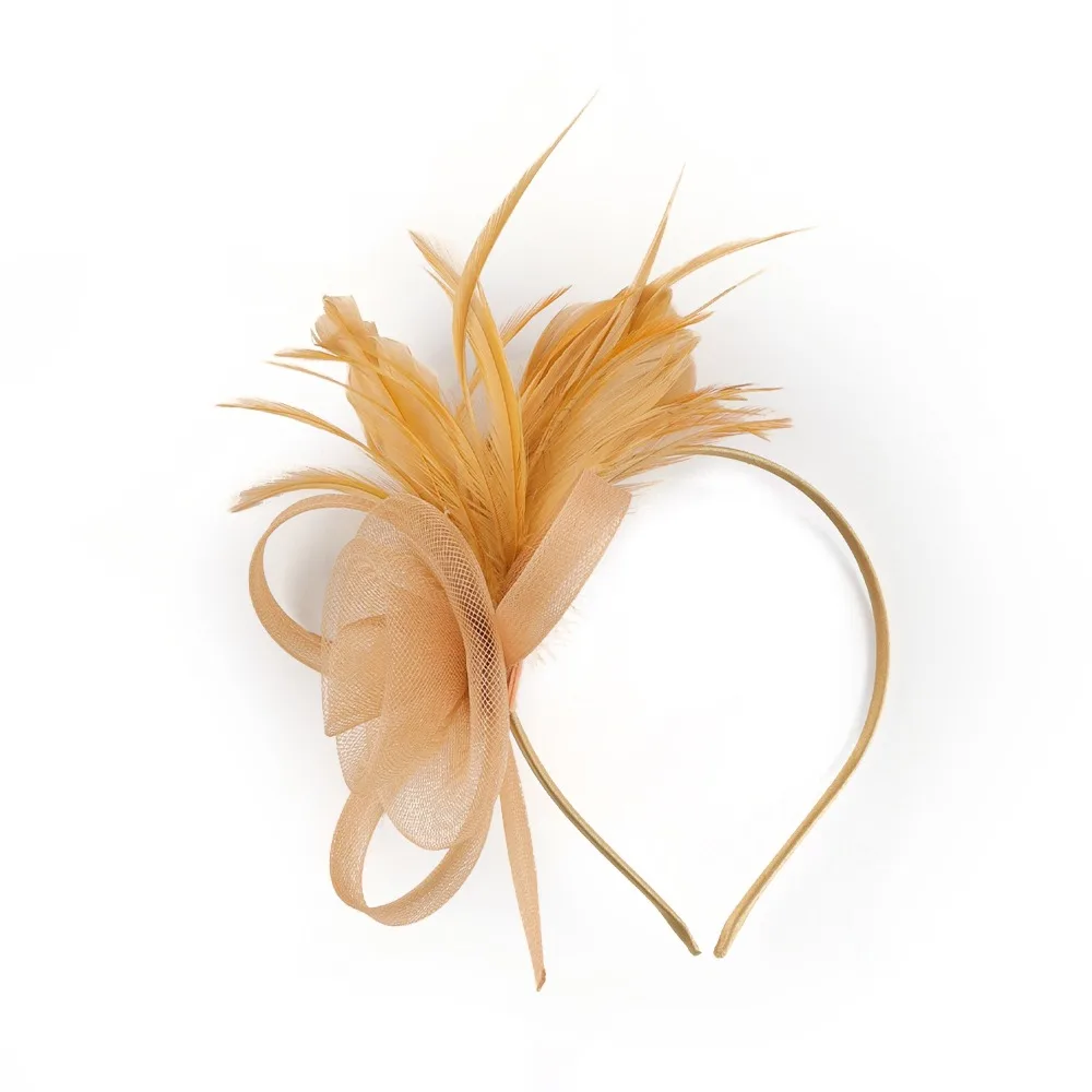 Formal Dress Feathers Mesh Headband Luxury Exquisite Fascinator Headdress Stage Performance Headpiece Retro Wedding Handband