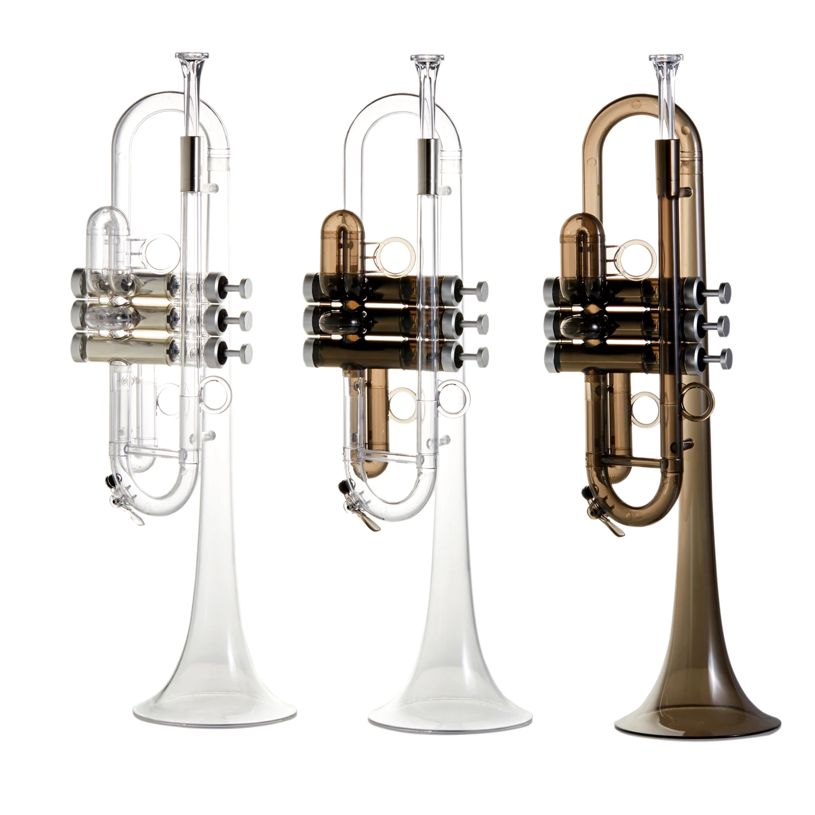 New Clear Plastic C Key Trumpet Kit, Transparent Body Wind Instrument with 7C Mouthpiece for Beginners, Students Learning