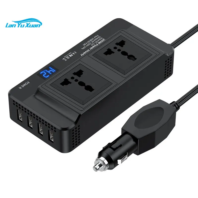 

Amazon Hotsale 2 AC Outlets 4 USB Ports Charger Adapter 200W Power Inverter DC 12V To 110V AC Car Converter DC To AC Inverter