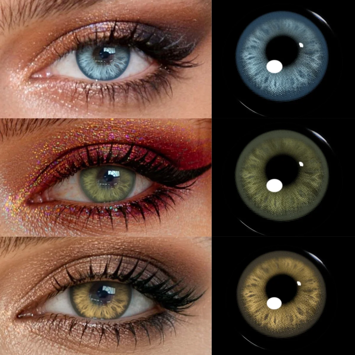 VISUASHOW Sora Lentes de Contato Coloridas com Design Coreano Marrom Natural 14.5/14.2mm Descartáveis de 6 Meses para Maquiagem Diária e Aumento dos Olhos