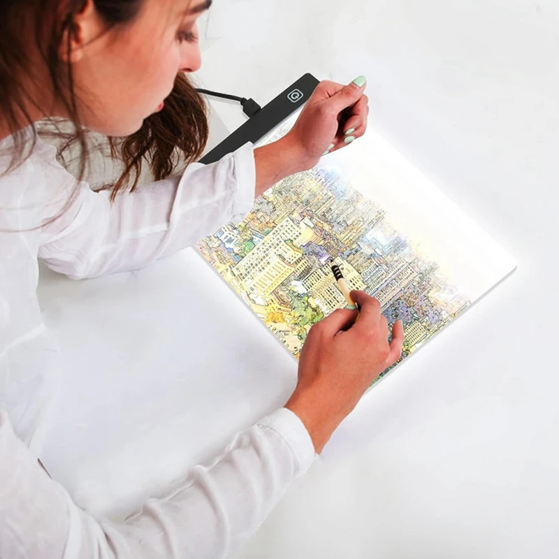 A4 LED Light Board, 3 Level Dimmable Brightness USB Power Crafts Light Table For Tracing, Light Drawing Sketch Pad