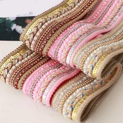 1 Yards Bead Lace Trim Ribbon Embroidery Dress Sequin Fabric Jacquard Decoration Shoes Hat Material