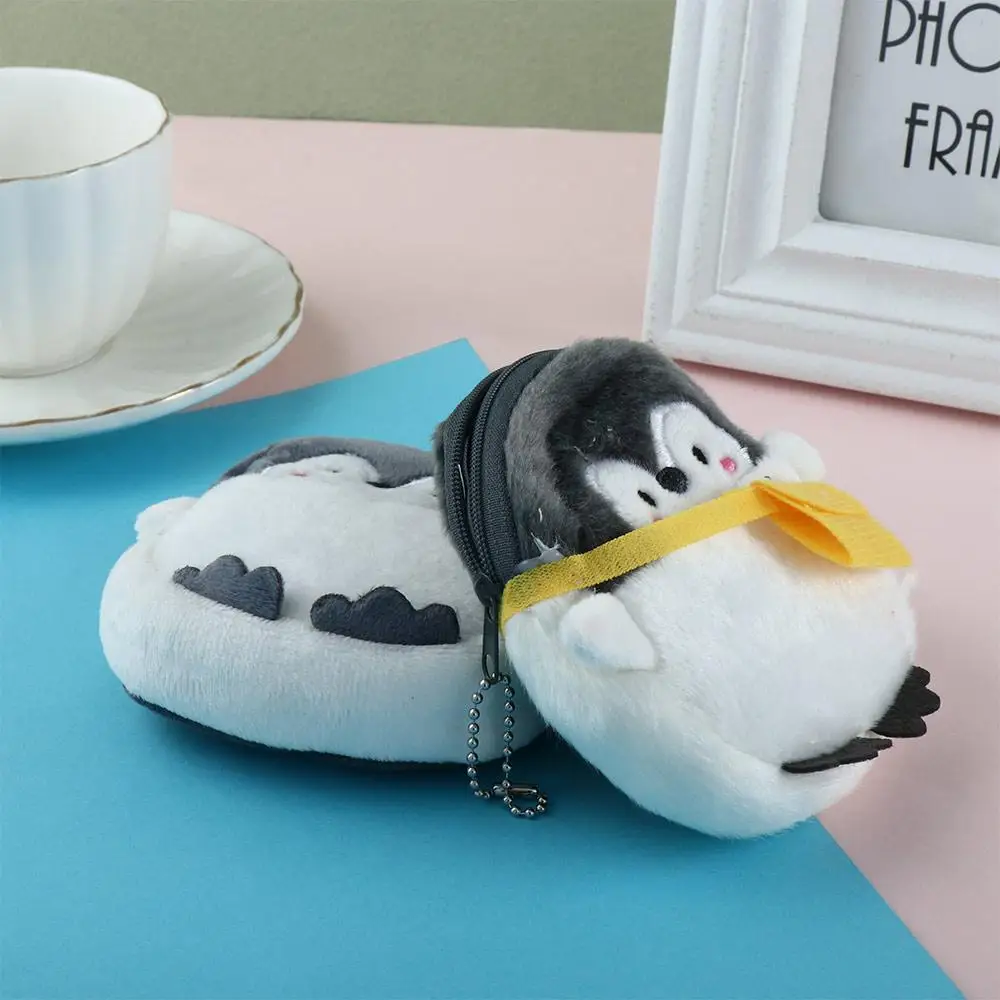 Sweet Cartoon Plush For Girls Multifunctional Penguin Zipper Purse Wallets Korean Money Bag Women Coin Purse Card Holder