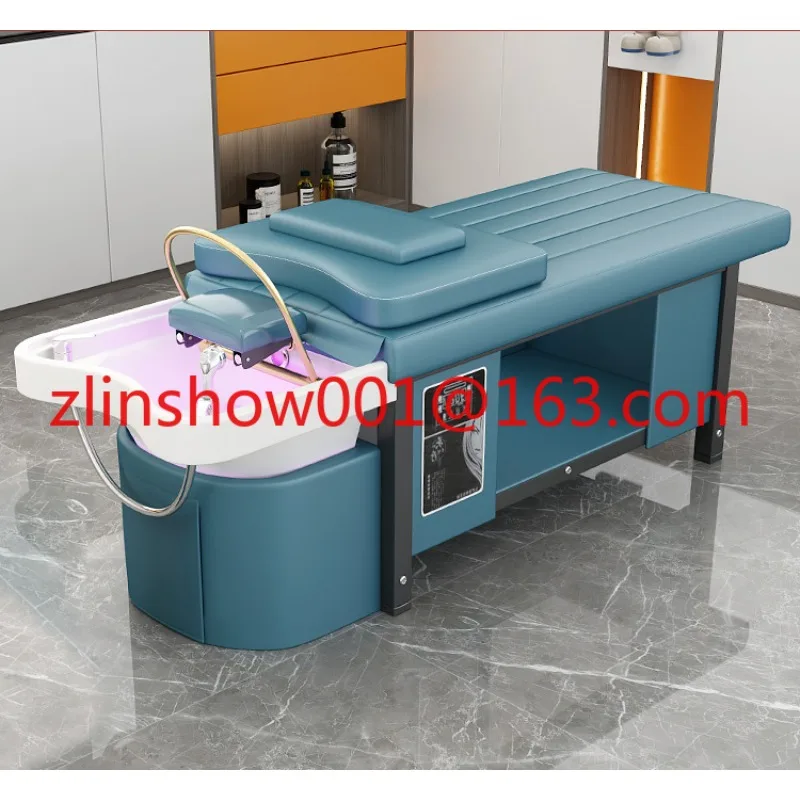 Barber shop beauty salon water circulation fumigation lying flat ceramic basin shampoo chair