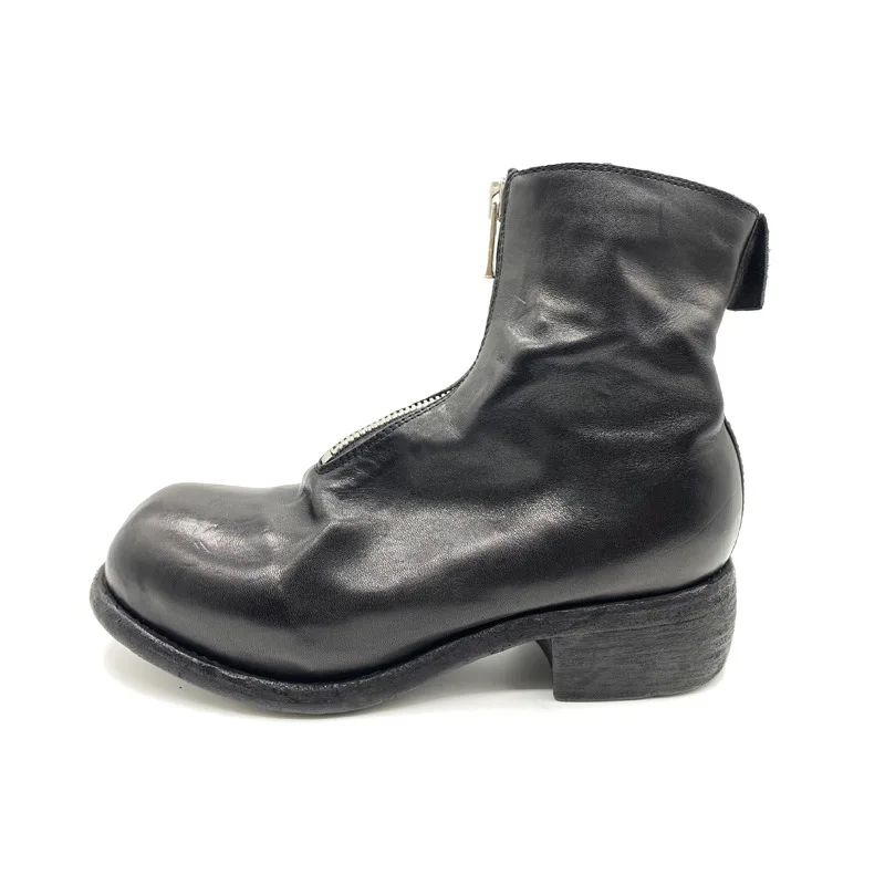 Men's Retro Shoes High Top Wedding Boots Zippered Genuine Leather Formal Dress Shoes Luxury Black Designer Sneakers for Women