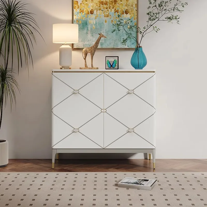 

American light luxury door cabinet, living room against the wall integrated locker, modern simple household solid wood shell