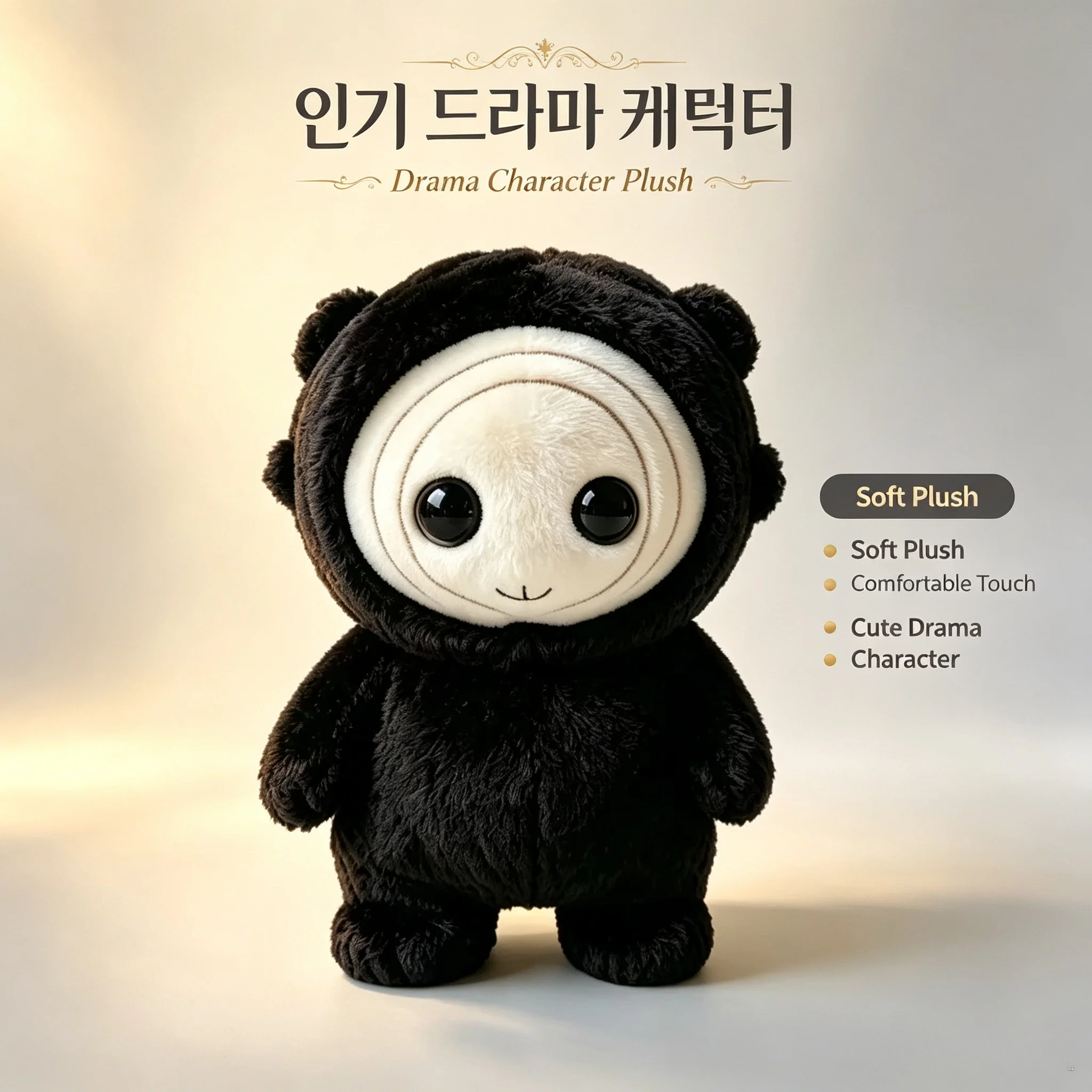 The East Palace Black Spirit Plush Toy Pendant Soft Stuffed Doll Bag Hanging Decoration Cute Keychain Black Donggung Toy Gift.