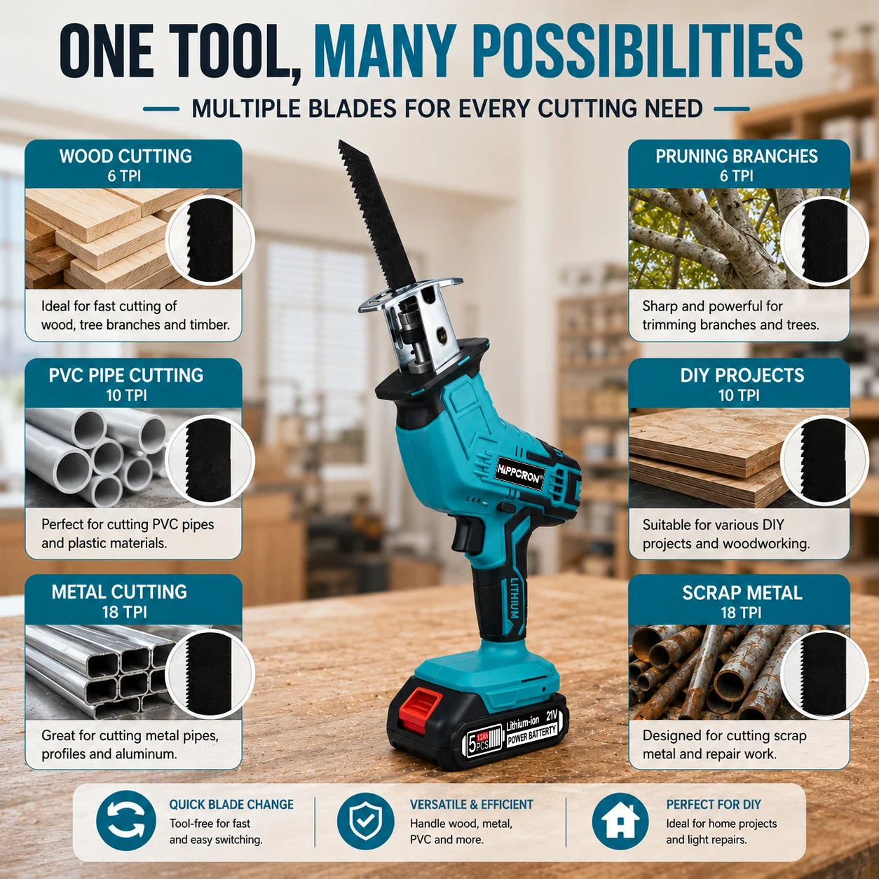 HIPPCRON 3-w-1 Akumulatorowa P – Reciprocating Saw Cordless recenzja i cena