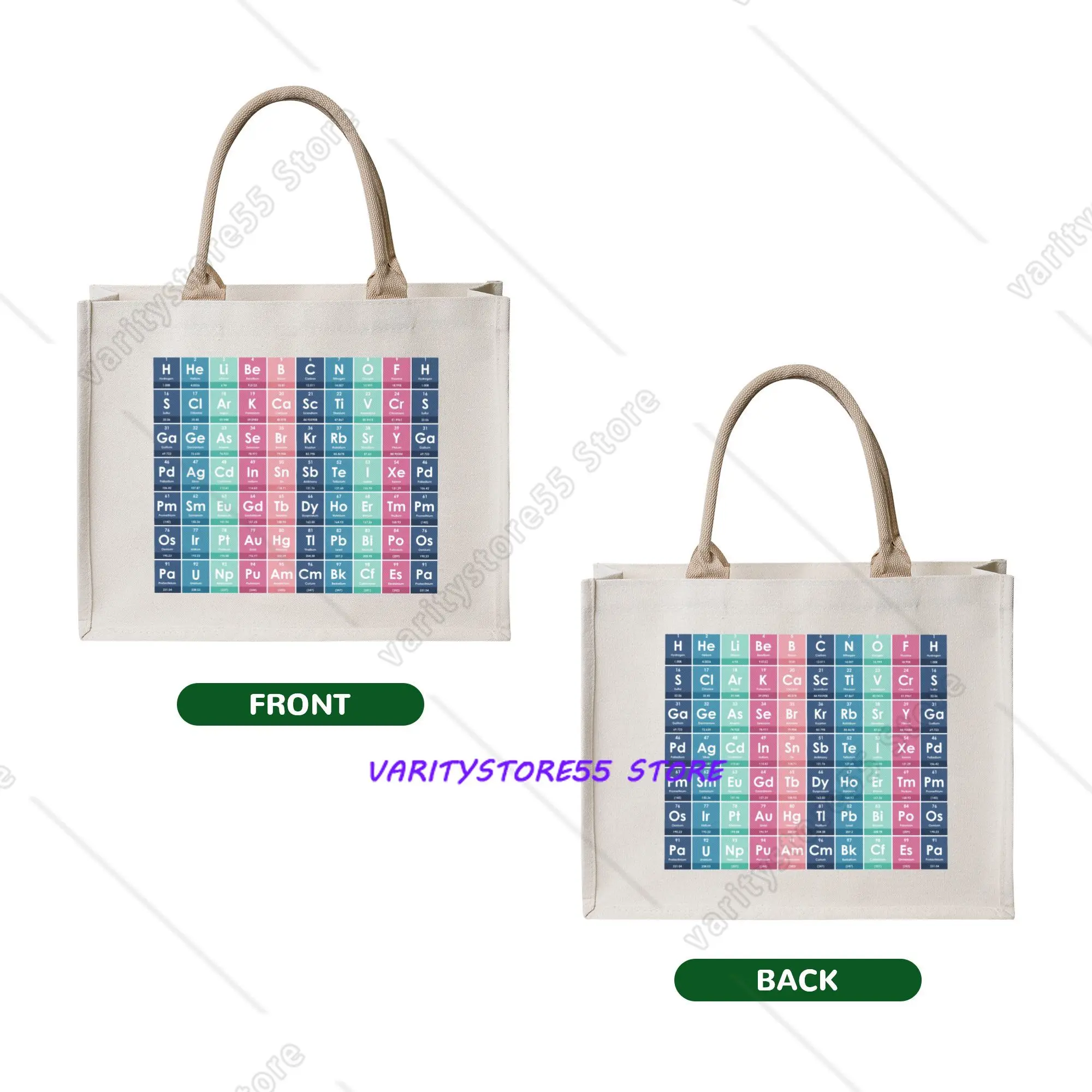 Fashion Elements Of The Periodic Table  Shopping Tote Bag Portable Education Student  Grocery Shopper Shoulder Bag