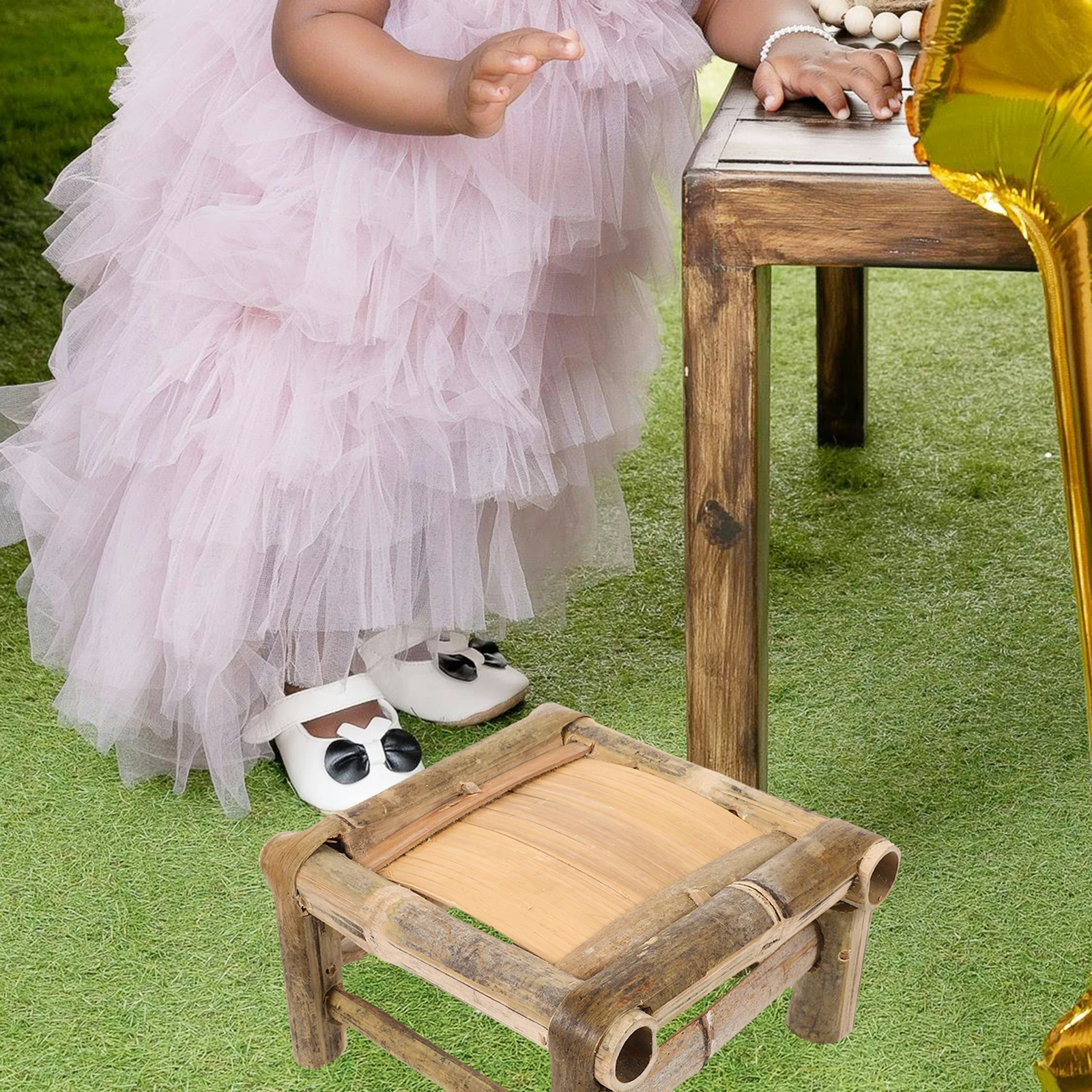 Cute Step For Kids Toddler Kitchen Small Bamboo Foot Stable Shoes Changing For Bathroom Home Use Low Mini Step Stool Reusable