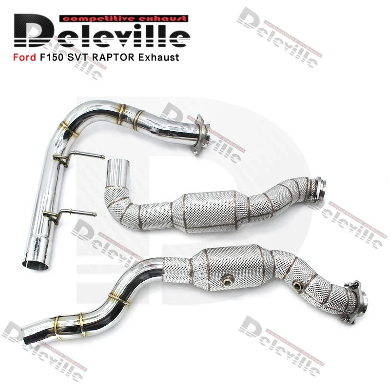 Racing car exhaust system 304 Stainless Steel Exhaust Pipes  For Ford F150 SVT RAPTOR 3.5TT 2015-2019  Exhaust Downpipe