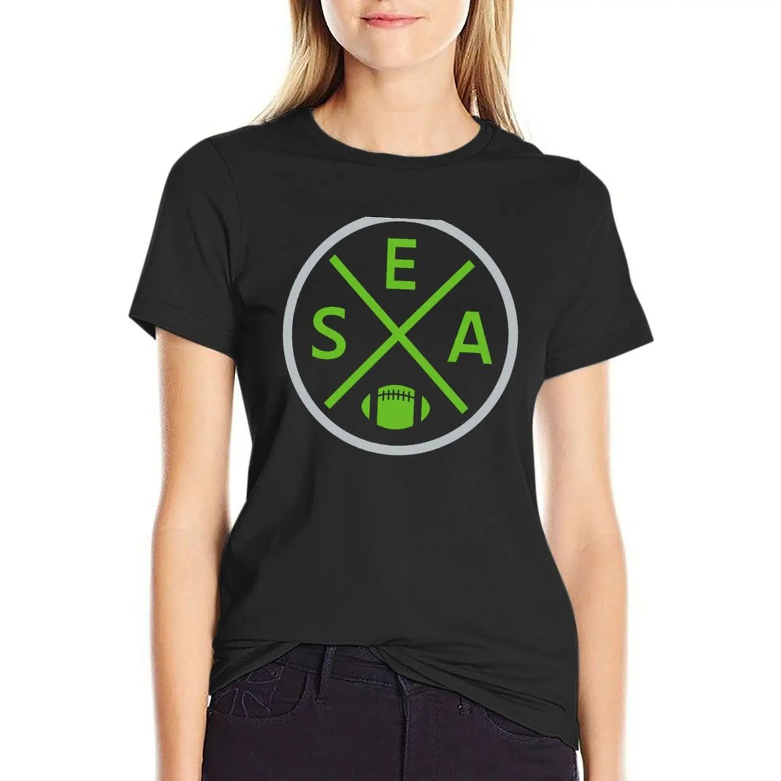 

Retro Seattle Football Emblem Vintage SEA T-Shirt graphics sweat funnys plus sizes western t shirts for Women