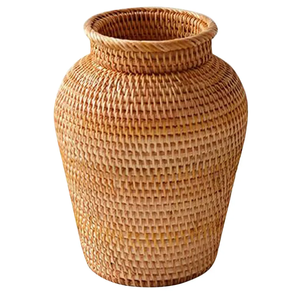 

Rattan Vase H made Woven Dried Flower Container Creative Home Decoration Balcony Office Smooth Surface Round Edges Easy Clean