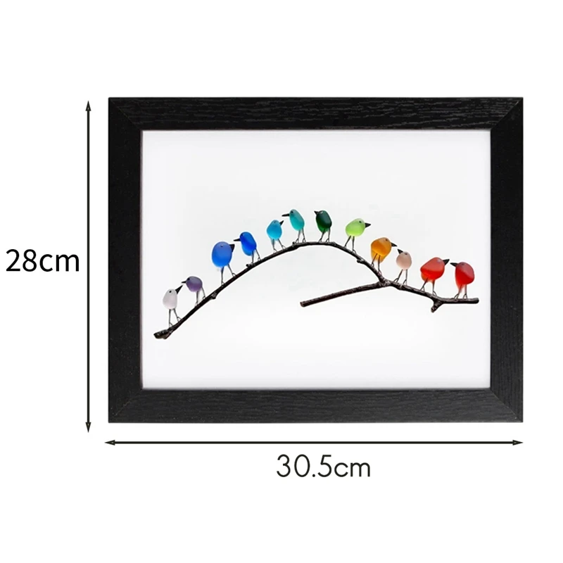 1 peça de resina e madeira flutuante imagem arco-íris pássaro decoração de parede para quarto e sala de estar 12 polegadas