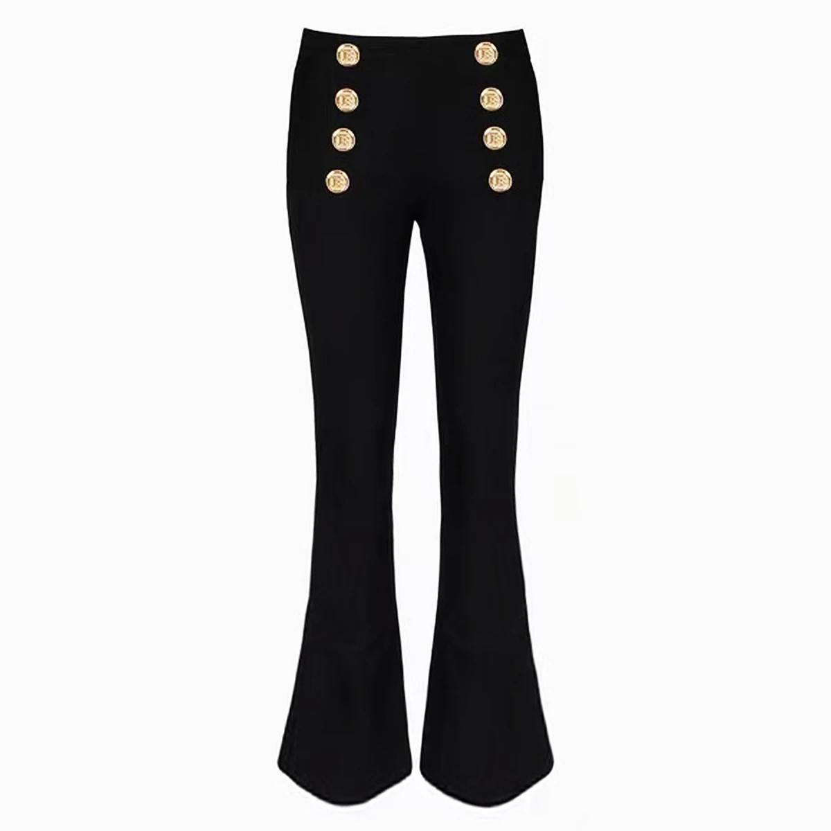 S-XXL Black and White Two Colors Fashion Solid Elastic Fabric B Button Slim Fit Horseshoe Pants Casual Commuter Women\'s Pants