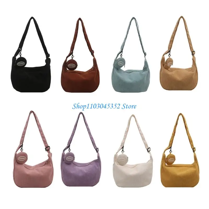 

A3PE Half Moon Crossbody Bag For Women Lightweight Corduroy Bag With Adjustable Strap For Commuting And Casual Travel