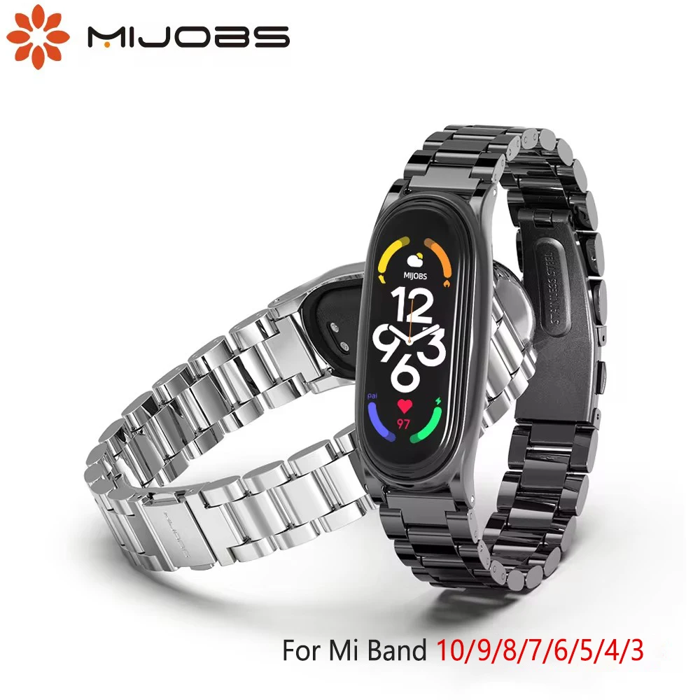 Metal Strap for Mi Band 11 10 9 8 7 6 5 Stainless Bracelet for Xiao mi Mi Band 10 Strap for Mi Band 9 Mi Band 8 Wristband
