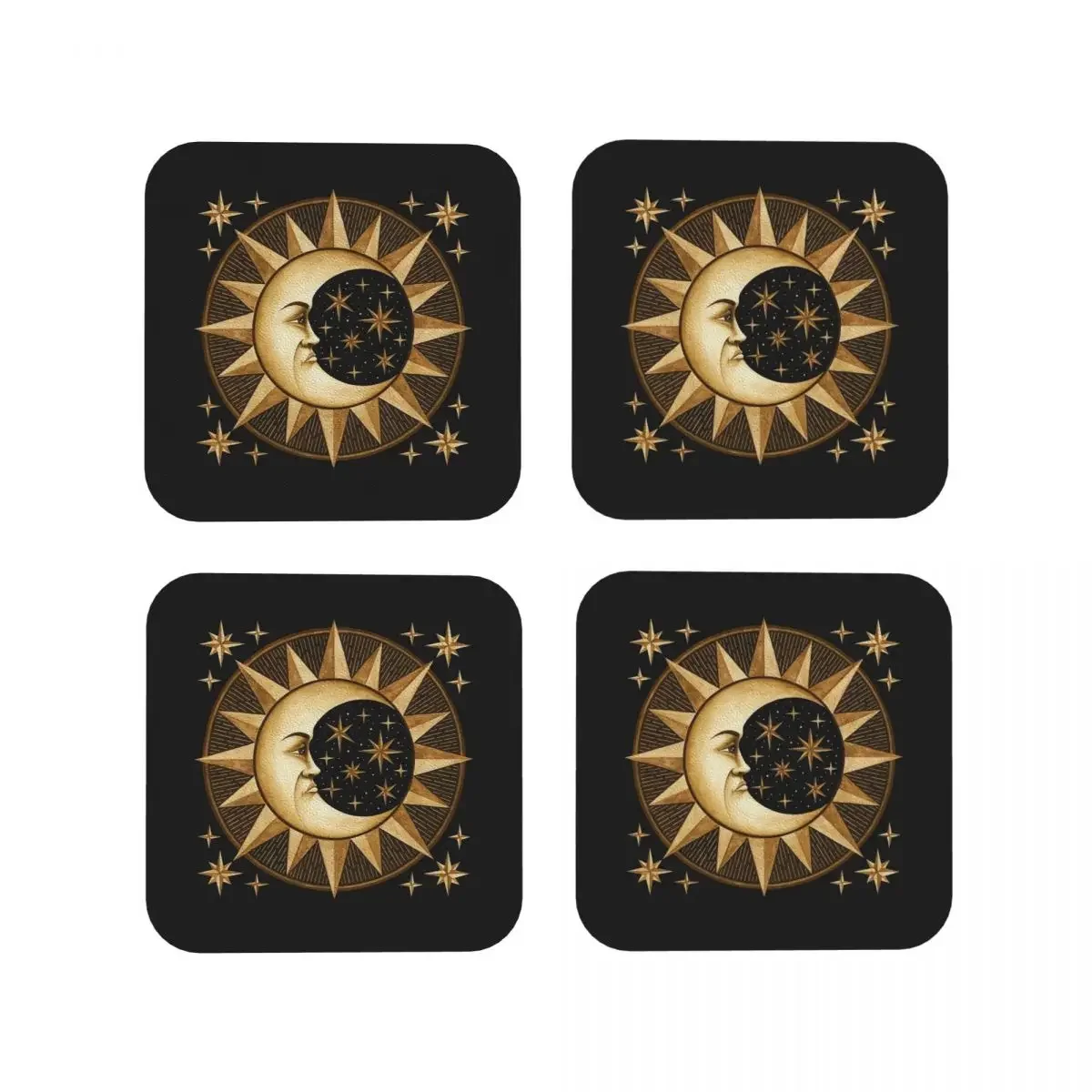 Ancient Moon Coasters Coffee Mats Leather Placemats Mug Tableware Decoration & Accessories Pads for Home Kitchen Dining Bar