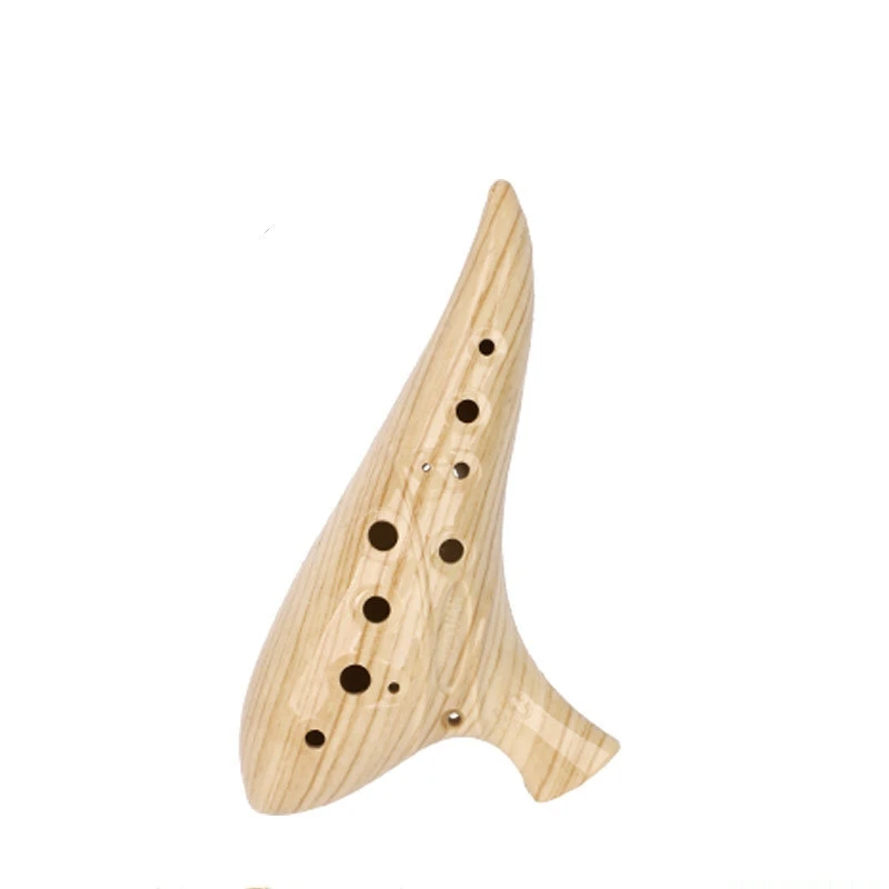 Flauta ocarina com 12 buracos, grão de madeira, material abs, chave ac alto, voz suave e macia, instrumento musical ocrina para estudantes ou começam