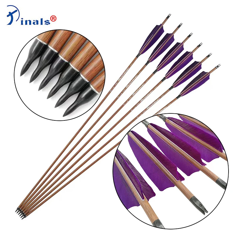 Archery Hunting Bows Carbon Arrows  ID6.2mm Spine 400 500 600 100gr Natural Turkey Feather Stainless Steel Insert Point Shooting