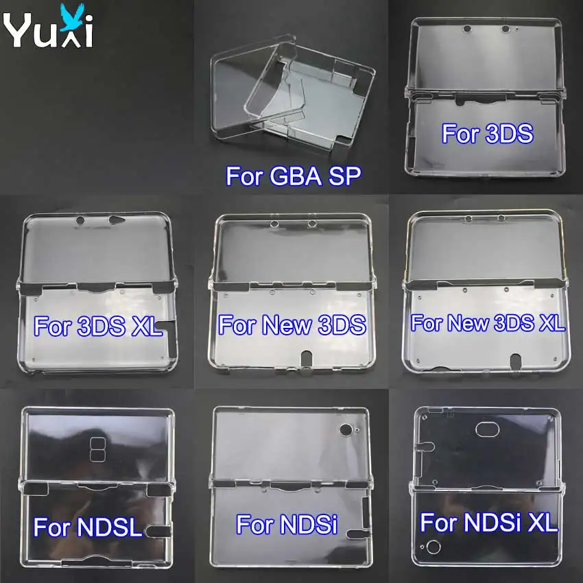 YuXi 벌크 투명 플라스틱 크리스탈 케이스 보호 케이스 커버, 하드 쉘 스킨, NDSL NDSi 3DS XL, GBA SP 게임 콘솔용, 신제품 